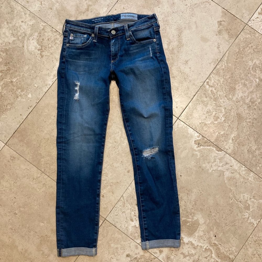 AG the stilt roll up cigarette blue jeans 27 medium wash